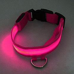 Розовый светящийся светодиодный ошейник для собак M