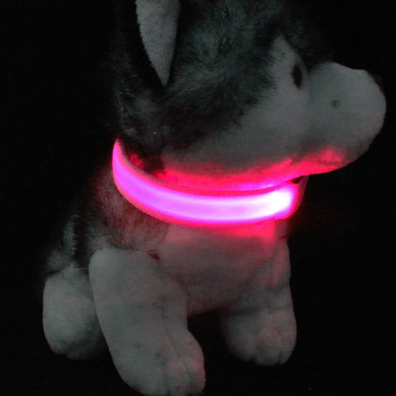 Розовый светящийся светодиодный ошейник для собак M