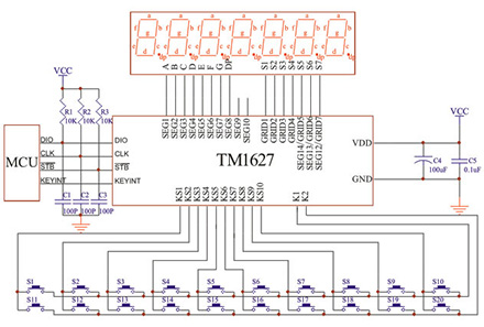 TM1627 контроллер клавиатуры и светодиодного дисплея, SOP-28